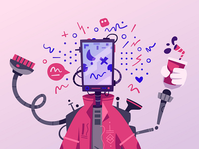 Glitched Smartphonehead android art broken cartoon character comics cyborg design flat funny future futuristic glitched illustration robot sci fi smartphone tech technology vector