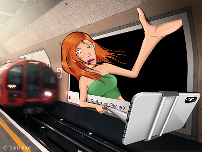 iPhone X Selfie 2018 apple branding character art character creation comic design illustration iphone iphonex london london underground photography typography underground vector