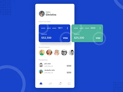 Payment App Ui android app design blue contact credit card debit card design dribbble ios payment payment app typogaphy ui ux ui deisgn user ux