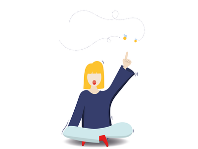 bee adobe afraid bee design flying girl illustration illustration art illustrator sitting vector