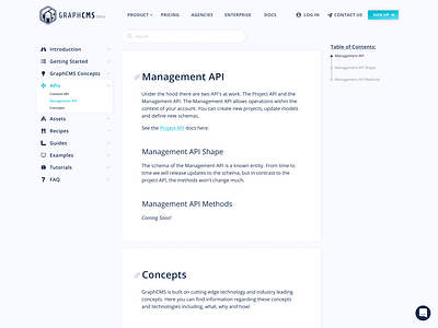 Docs Redesign for GraphCMS docs documentation figma graphcms graphql ui web design
