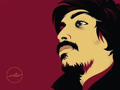 The Virtuous! art black dark deepro design face flat illustration illustration portrait portrait art portrait design red rustic vector