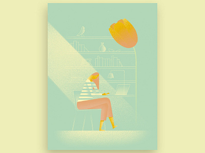 Women and flowers 01 books computer design desk flower light office shelf tulip women working