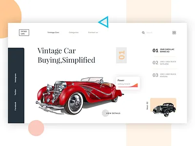 Vintage Car car lover classic car classic design creative design dribbble ecommerce graphic header header illustration interface landing page master creationz modern product vintage car website