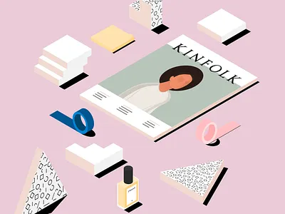 Table setup with my all time favourites branding design illustration illustrator isometric jhannah kinfolk magazine magazine cover nailpolish setup table table setup vector web