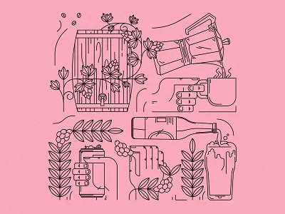 Big Pour Illustrations beer beverage coffee craft craft beer festival illustration north carolina tea