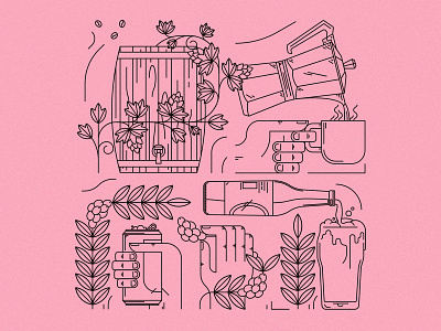 Big Pour Illustrations beer beverage coffee craft craft beer festival illustration north carolina tea