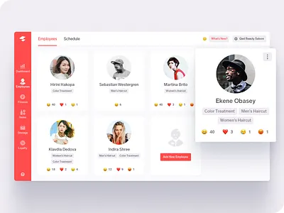 Employees page card emoji employee stuff tags ui users ux web