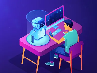 Robotic programming Isometric UV concept illustration concept graphic deisgn illustration isometric programing trendy ui elements ultraviolet web