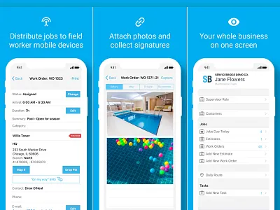 App Store Screens app design app store app store previews app ux field service management iphone servicebridge