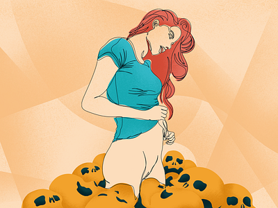 Eros and Death adobe colorful design draw dribbble dribbblers flat grainy illustration illustrations illustrator line art oneline photoshop shade shadows shots skull vector woman