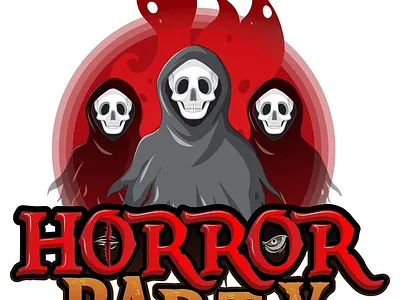 Horror Party banner with three ghosts 3d graphic design logo motion graphics ui