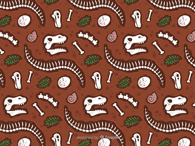Dinosaur Pattern arqueology bones dino dinosaur egg flat fossil leaf nature pattern prehistoric reptile skeleton skull spine