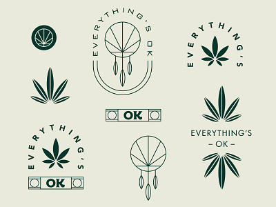 Everything's OK Explorations badge brand branding cannabis dispensary dreamcatcher graphic design icon illustration leafs logo logotype oklahoma plant weed
