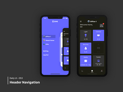 Daily UI 053 Header Navigation / 021 Home Monitoring Dashboard dailyui 021 dailyui 053 dailyui100 header navigation home monitoring dashboard