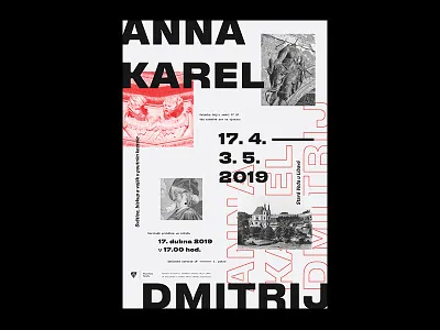 Anna, Karel, Dmitrij creative czech czech republic czechia design event event branding exhibition exhibition design graphic design graphic designer inspiration poster poster design print red and black typography university visual artist visual style