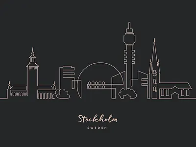 One line Stockholm city illustration one line skyline stockholm sweden vector