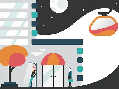SkyTrail Postcard 2 branding design flat illustration night stars vector