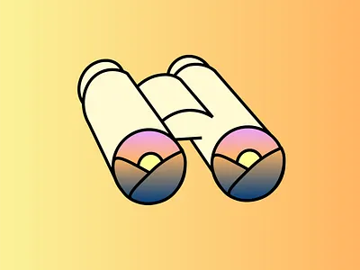 Jobseeking Productions Logo binoculars branding fade gradient design horizon logo logo design