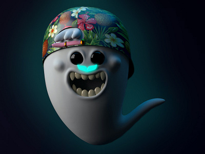 Happy Ghost 3d animation art arte 3d c4d charachter design character cinema4d color colors creación de personaje creative design diseño friendly ghost illustration ilustración kawaii render