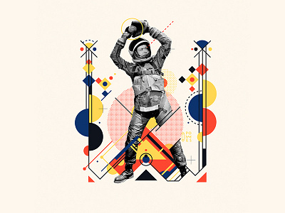 Bauhaus - W 36 days of type 36daysoftype abstract astronaut baseball bauhaus bauhaus100 collage design graphic iampommes illustration mannheim pommes typography vector vintage