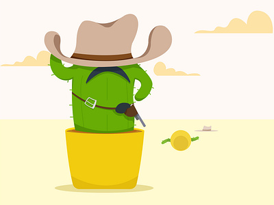 Cowboy 2d cactus cartoon cowboy dead fight gun hat illustration summer vector web west wild