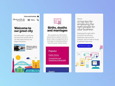 Newcastle City Council - Mobile council design government homepage icon illustration mobile ui ux visual web design