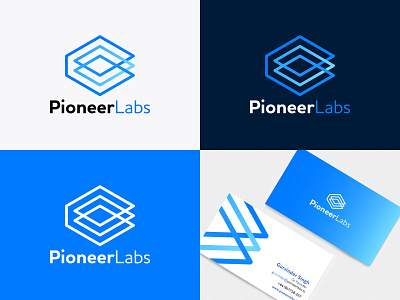 Pioneer Labs branding clever construction logo creative design design gradient grid logo hexagon logo icon mark logo illustration letter typography logotype media logo pioneer square logo triangle logo