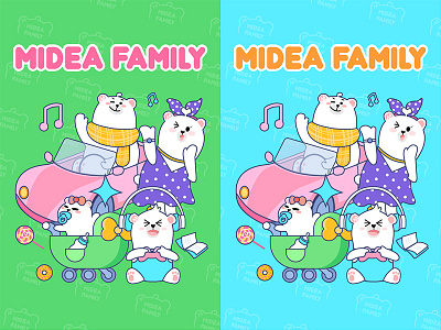 midea family bear illustration