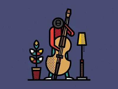 Jazz contrabass de stijl geometric hat illustration jazz music patterns pop art vector