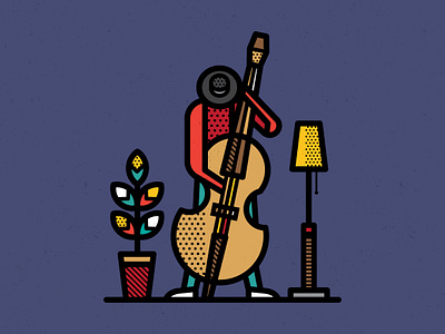 Jazz contrabass de stijl geometric hat illustration jazz music patterns pop art vector