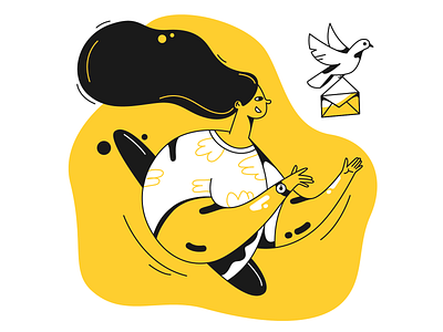 Message sent! 2d art 2d character 2d design article illustration bird branding charachters character character design flat illustration illustrator mail send taxi ux ui vector watch web illustration web interface