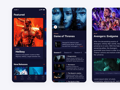 TV Streaming App - Dark Mode app apple clean dark mode ios list media minimal mobile movies simple tv ui ux