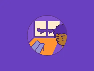 waiting in airport illustration