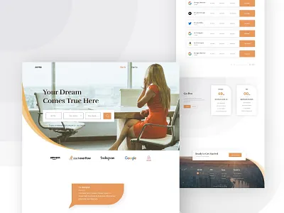 Job Landing Page 2019 design trend creative landing page design home web design illustration job job landing page design job seeker job template design landing page design minimal design template design trendy clean minimal design typogaphy ui uiux ux designer web design
