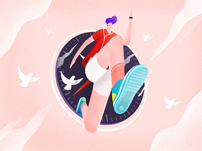 Youth Day 54 art china clock color design drawing illustration men paint people run sketch sport ui vector vi youth