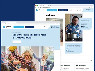 Webdesign Humanitas DMH big hero blue care centured concept design desktop doorway doorways human human centured images intro people stories story storytelling web
