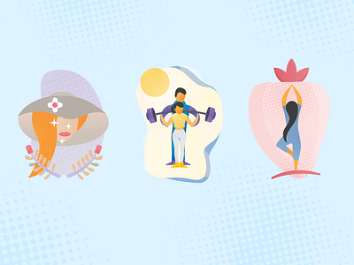 365 Nature illustrations 2 beach gym health healthy illustration lifter nature people skin skincare sun ui ux yoga