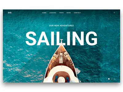 Sailing The Oceans banner front end hero banner invision studio landing page ocean sailing boat ui water web design website website banner