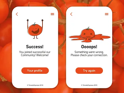 Daily UI #011 - Error/Success flash message 011 app dailyui design error message illustration success message tomatoes ui vector web