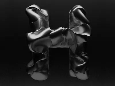H 36 days of type 3d cinema4d cloth design h letter letter metal model physical