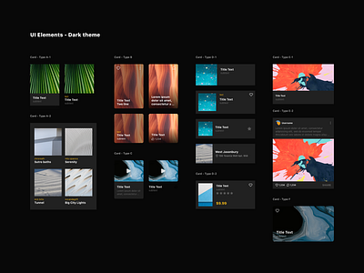 UI Elements - Dark theme card card ui dark theme design design components list ui ui component ui elements