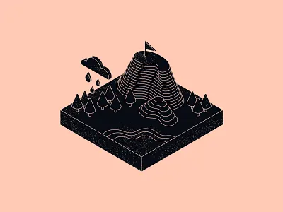 Floating Land cloud flag floating floating island grain illustration island isometria isometric isometric art isometric city lake land mountain trees
