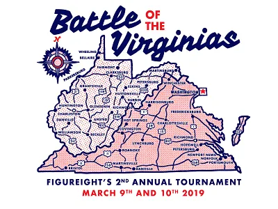 Figureight Musky Tournament branding fishing futura bold illustration maps screen print tshirt design virginia west virginia