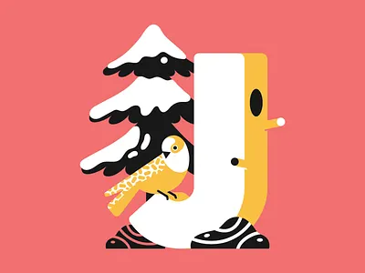 36 days of type - letter J 36days adobe 36daysoftype art bird illustration interior letter plants type typogaphy vector
