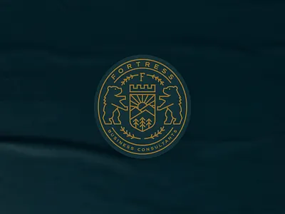 Fortress Business Consulting alberta badge bear canada crest edmonton identity illustration logo mountain typography