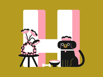 36 days of type - letter H 36days adobe 36daysoftype art dog illustration interior letter plants type typogaphy vector