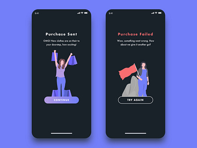Daily UI Challenge #011 - Success VS Failure challenge accepted daily 100 challenge dailyui design failure message mobile success message ui