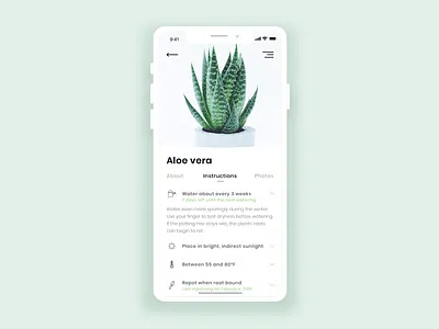 App | Plant Keeper (details) 🌿 app concept app design clean gardening illustration iphone julie charrier minimal plant plants sketchapp ui vector