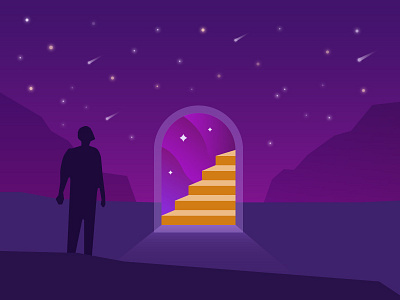Space Door character design dimension door illustration illustrator space stairs